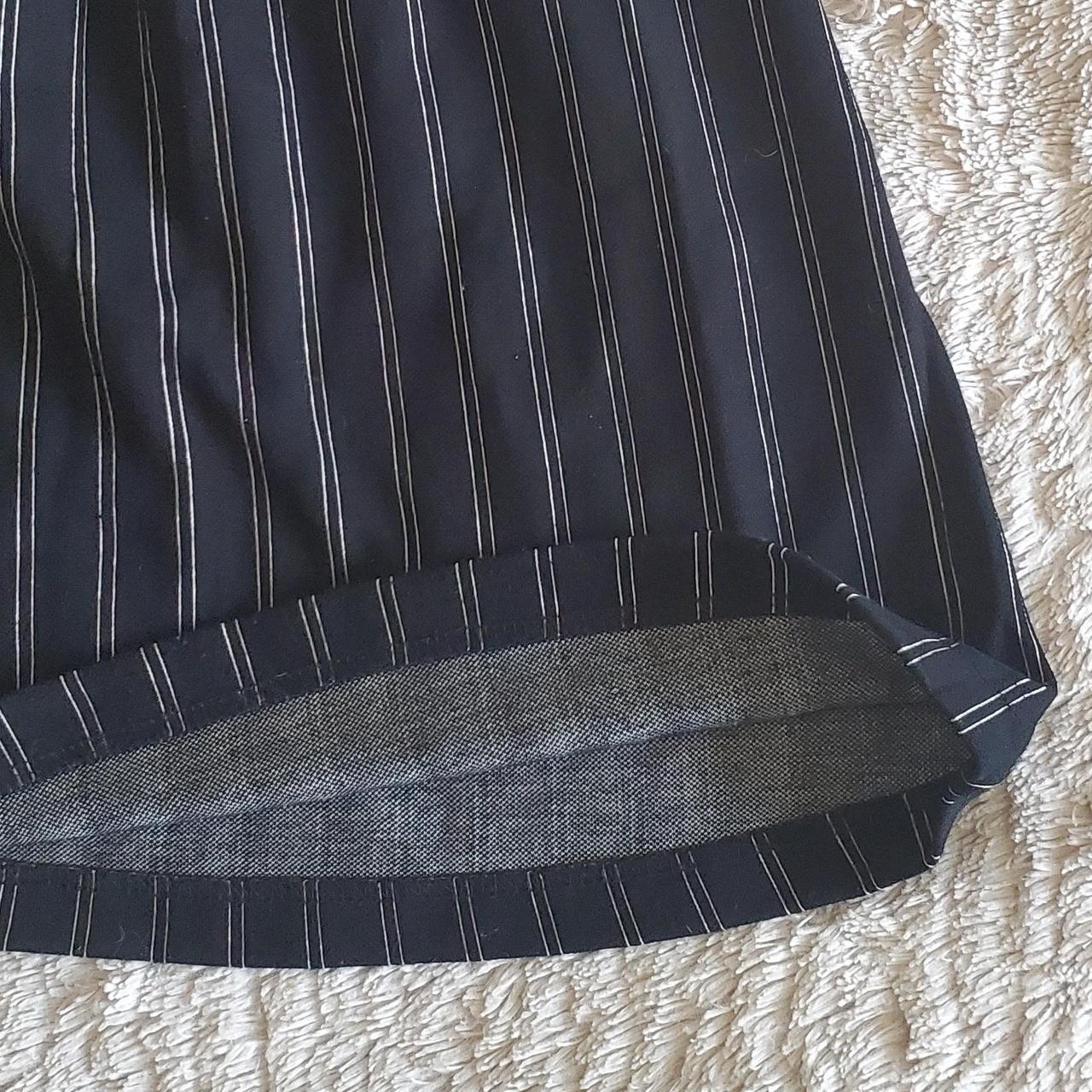 black and white striped basic skirt, it's made of a... - Depop