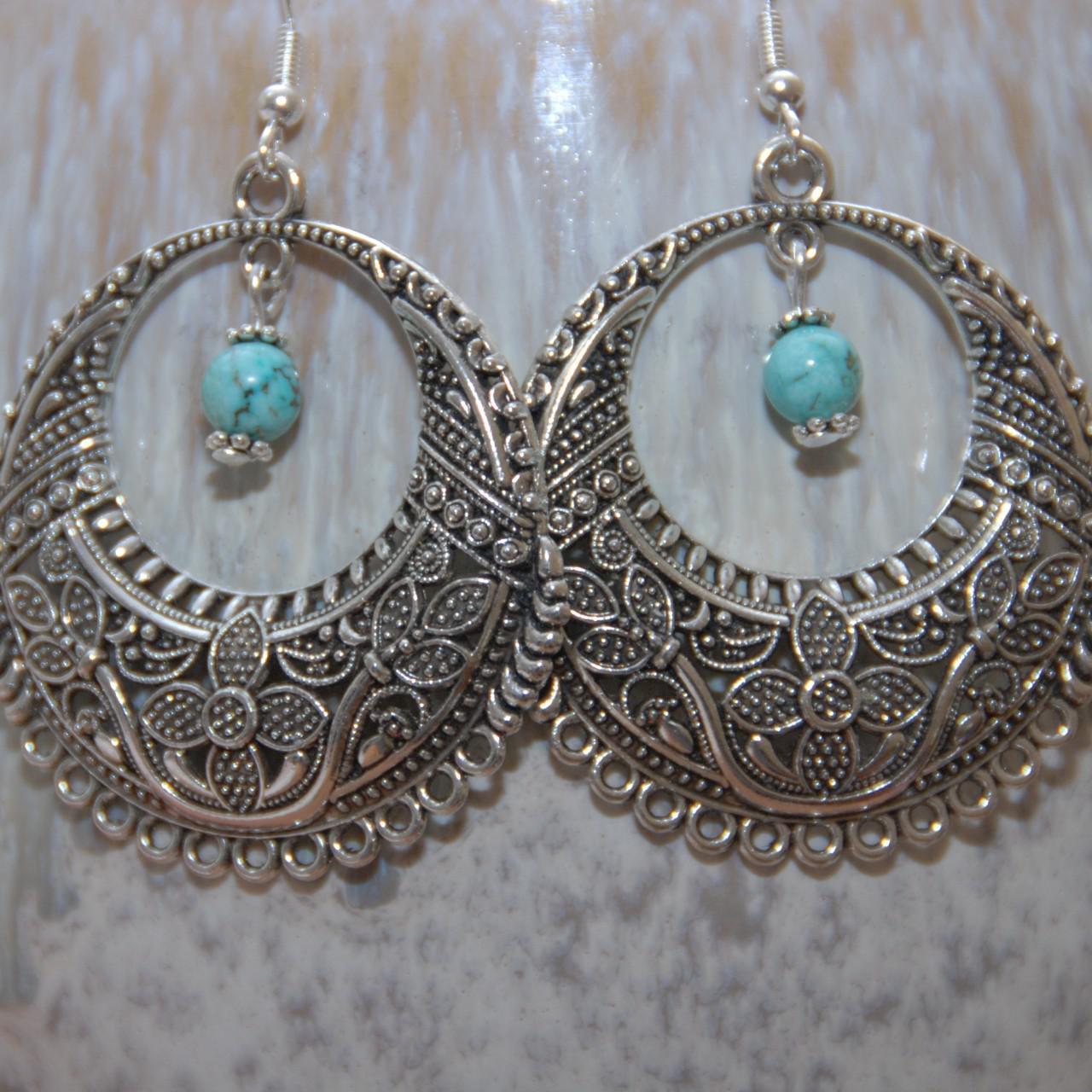 Product Image 2 - Indian Statement Large Earrings 
Turquoise
