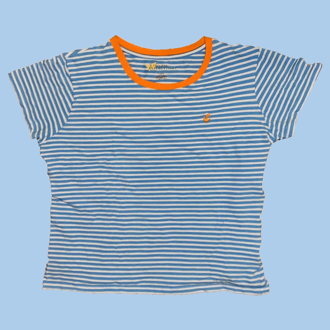 blue-and-white-striped-shirt-with-orange-hemming-depop