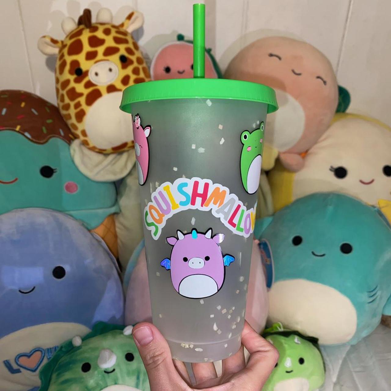 Squishmallow tumbler cup Hand crafted with permanent - Depop