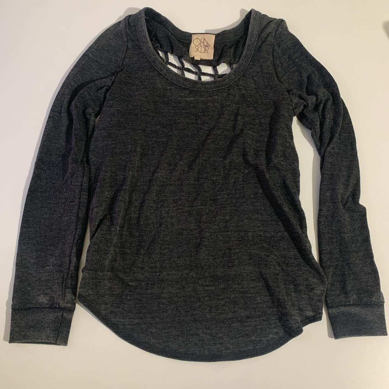 Charcoal grey light weight long sleeve shirt with... - Depop