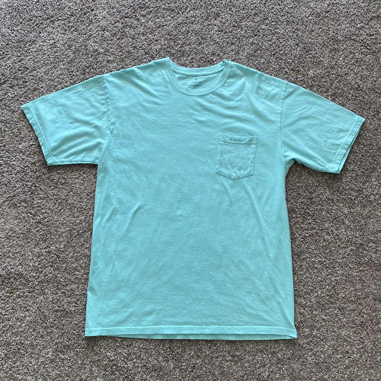 Lee Stafford Men's Green and Blue T-shirt | Depop