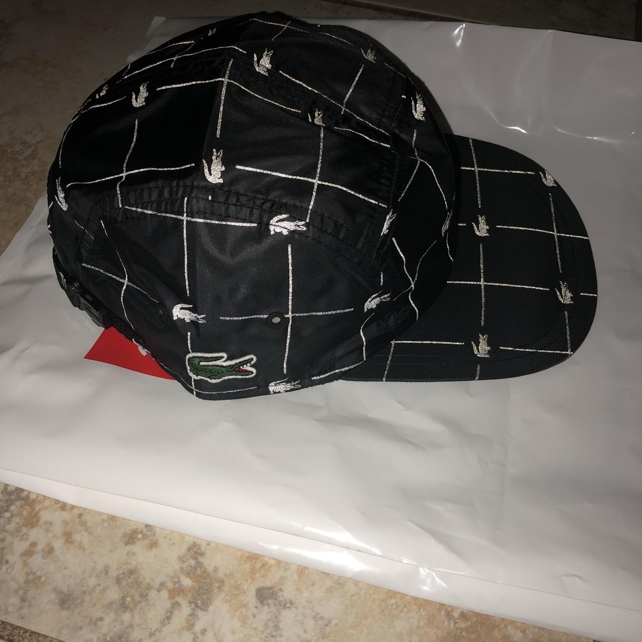 Supreme lacoste reflective grid 2025 nylon camp cap black