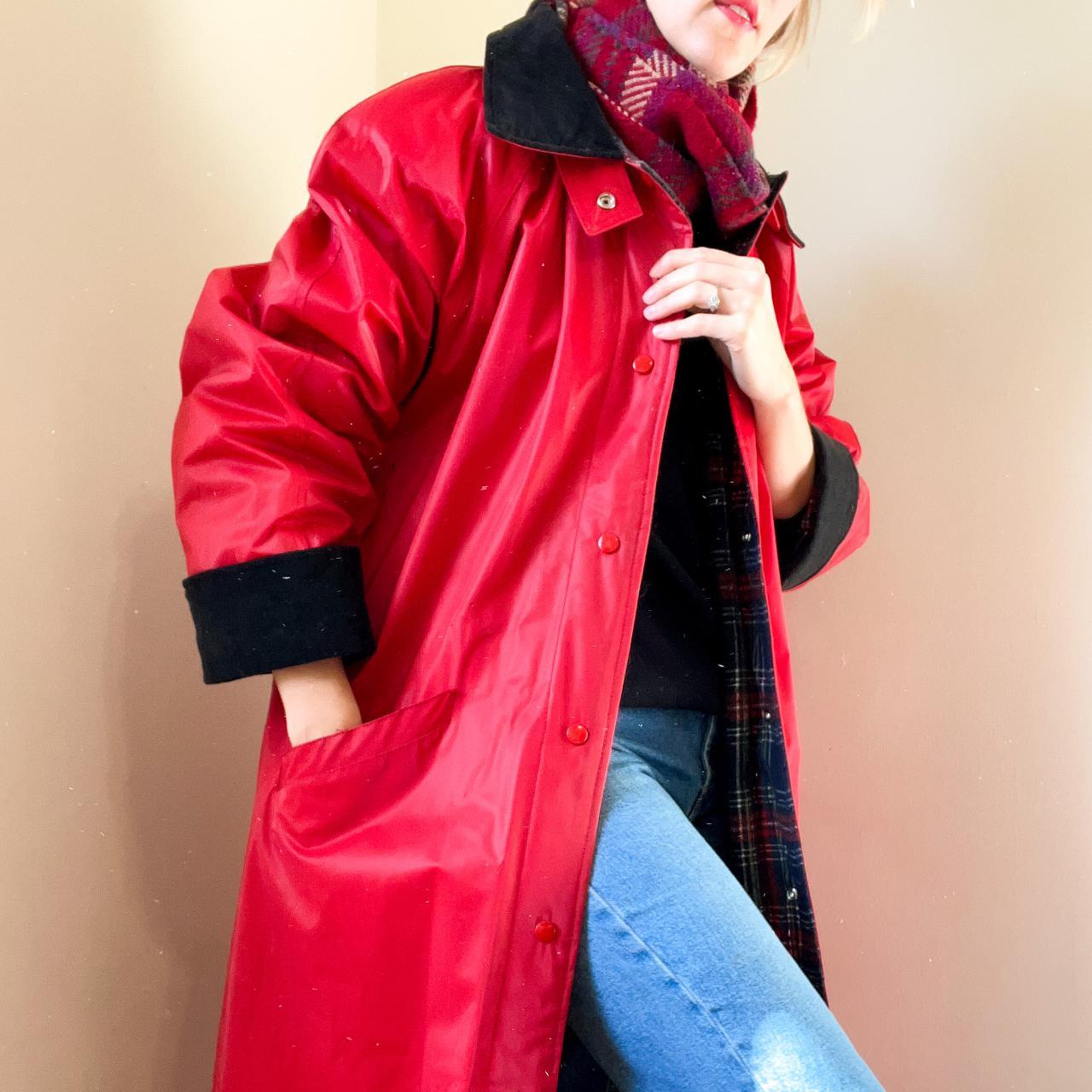 red waterproof trench coat