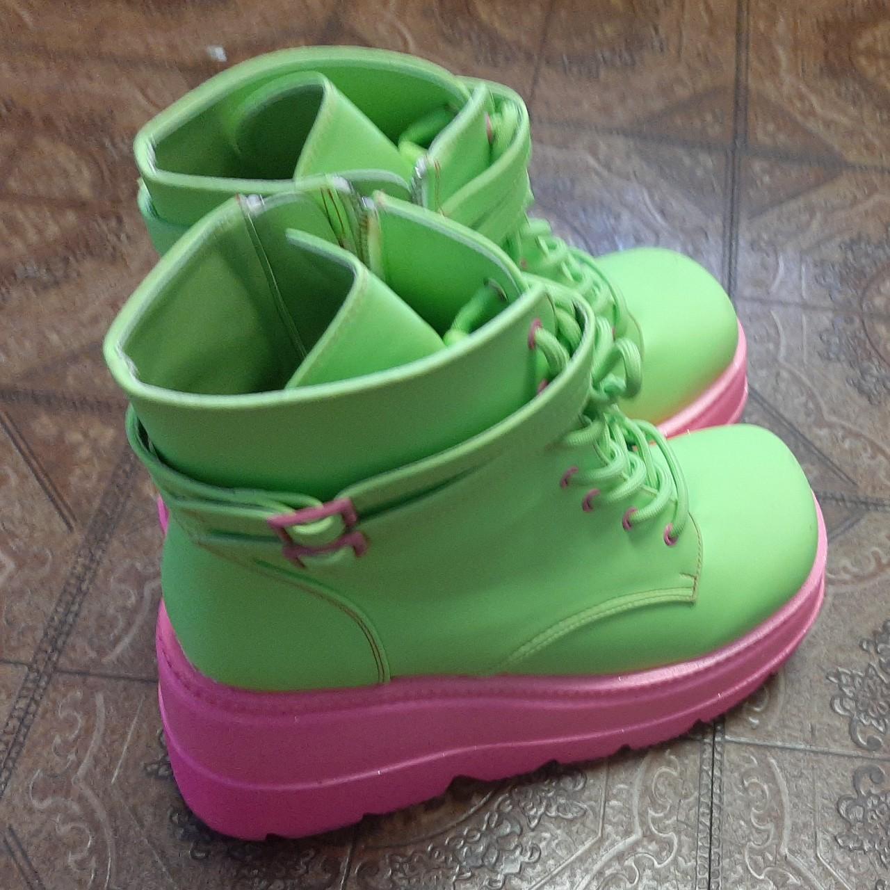Demonia Shaker52 Neon Lime and Pink. Only worn once... Depop