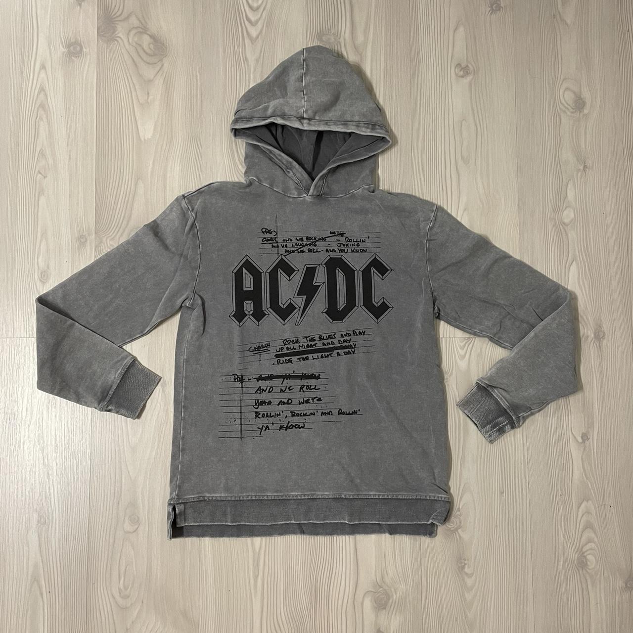 ACDC grey hoodie with lyrics... - Depop