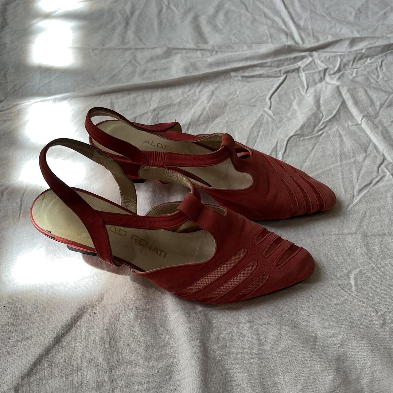 late 90s vintage pink kitten heels with closed front... - Depop