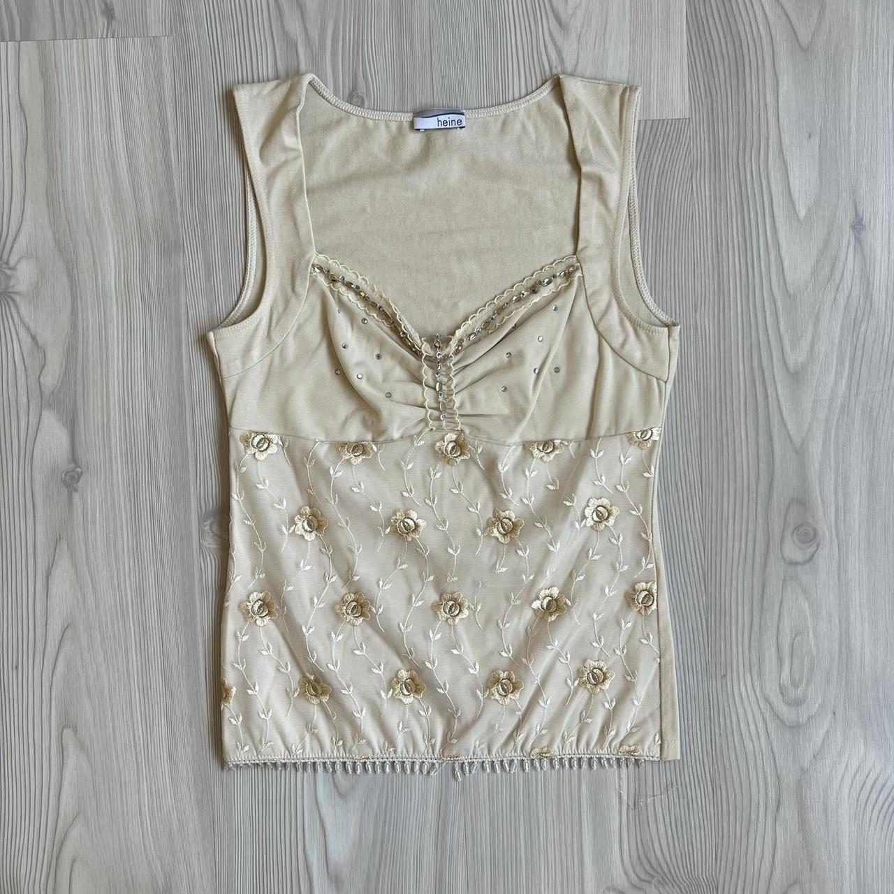 90s vintage cream coquette preppy lolita top with a... - Depop