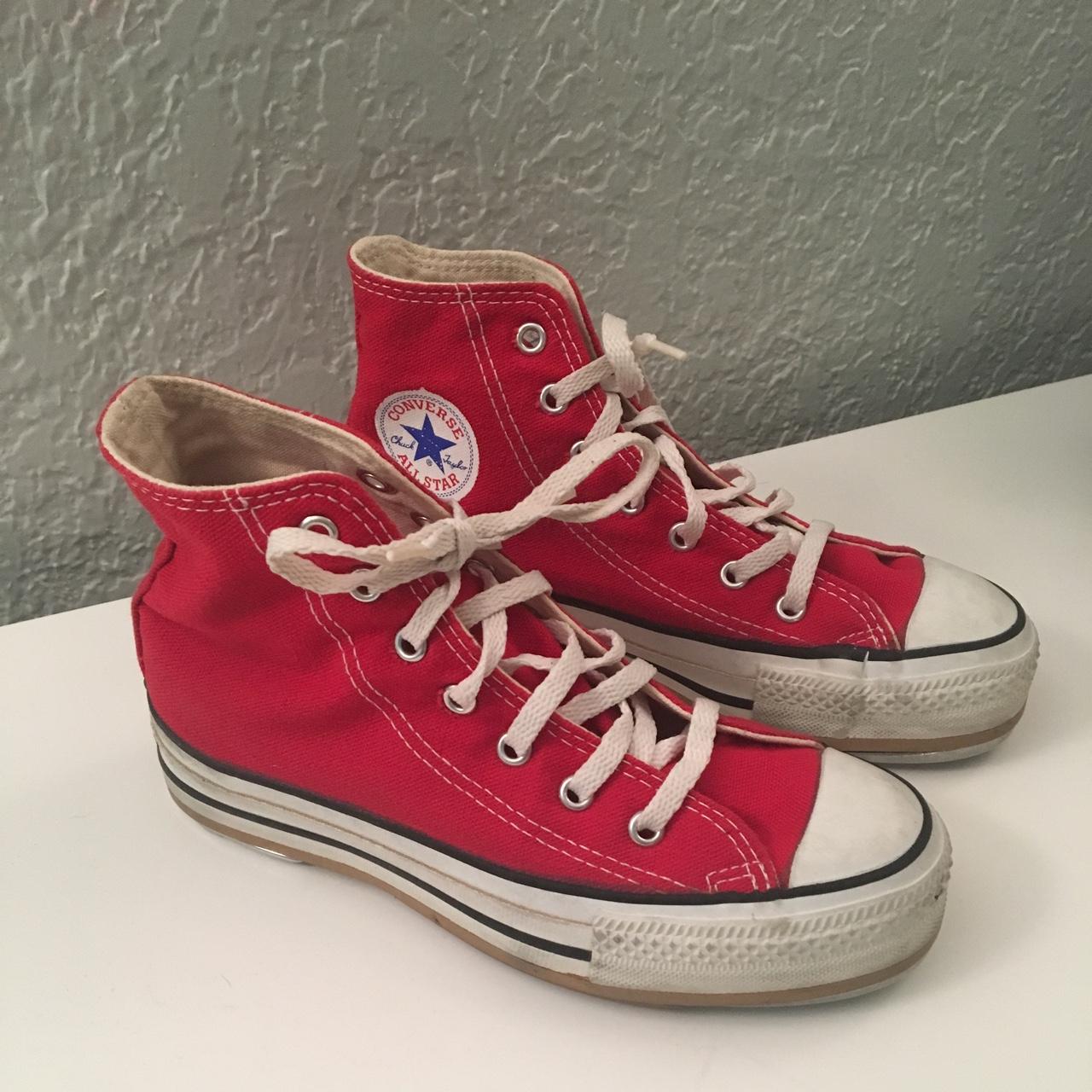 smidig ring Fordi custom made by a shoe maker!! red converse tap... - Depop