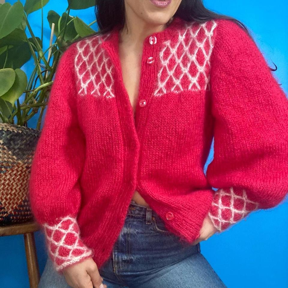 True vintage 80s Mohair Cardigan. Handmade in... - Depop