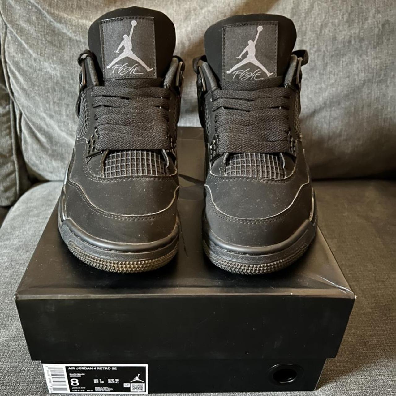 BLACK CATS JORDAN 4s UK7 Only worn twice and once... Depop