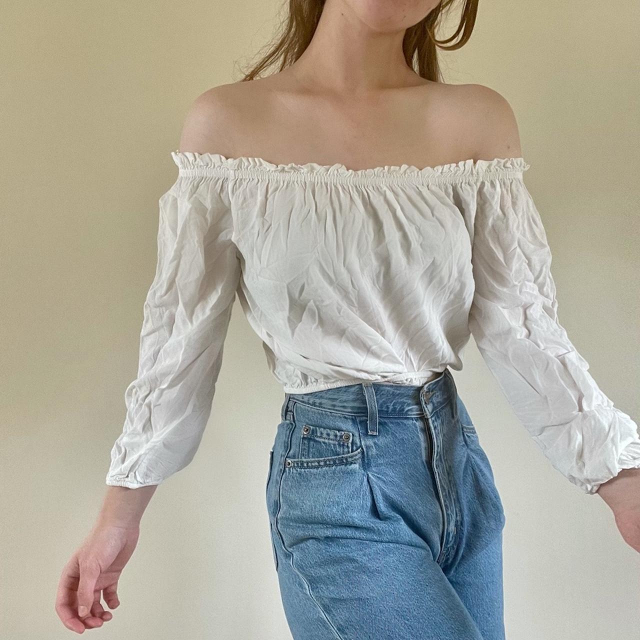 Brandy Melville off shoulder white Bardot top One