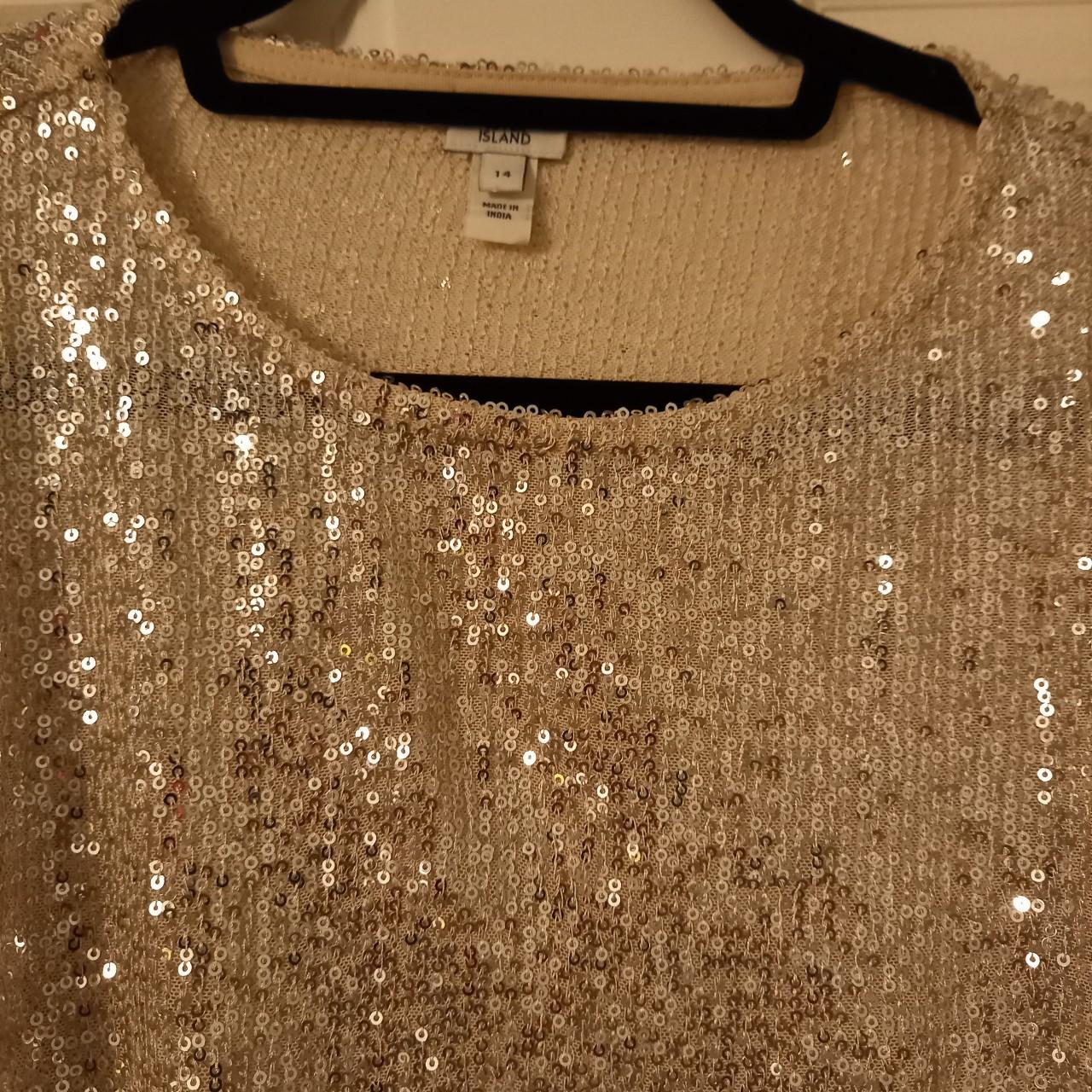 Rose Gold Sequin Tank Top Blusa Express Lentejuela Dorada De