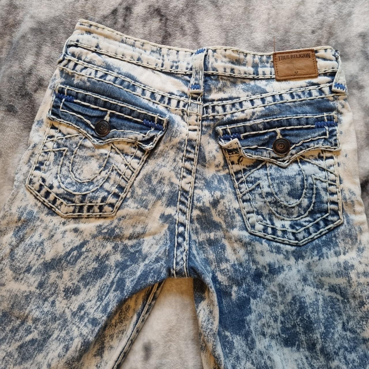 Womens true religion acid wash skinny jeans - Depop