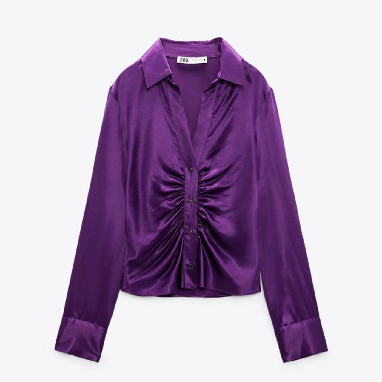 zara satin shirt with pleats