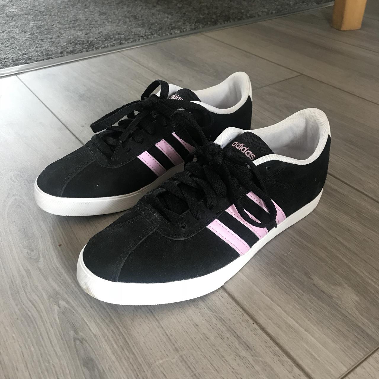 adidas black with pink stripes