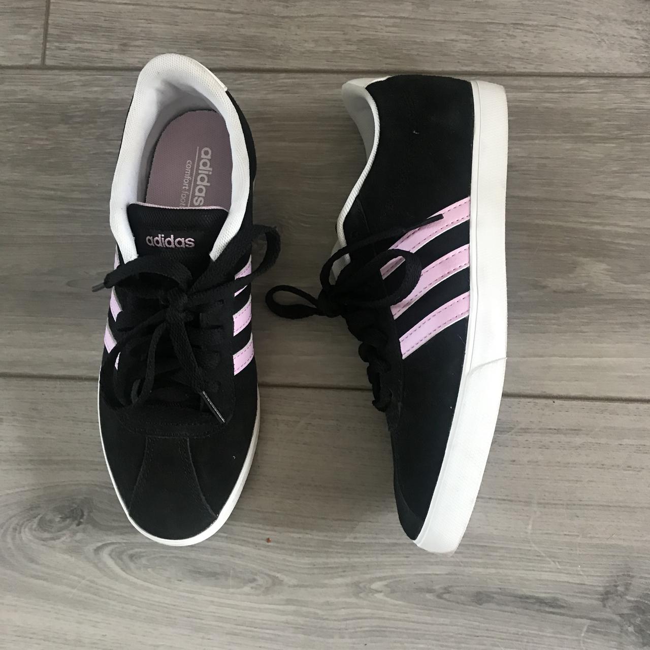 adidas black with pink stripes