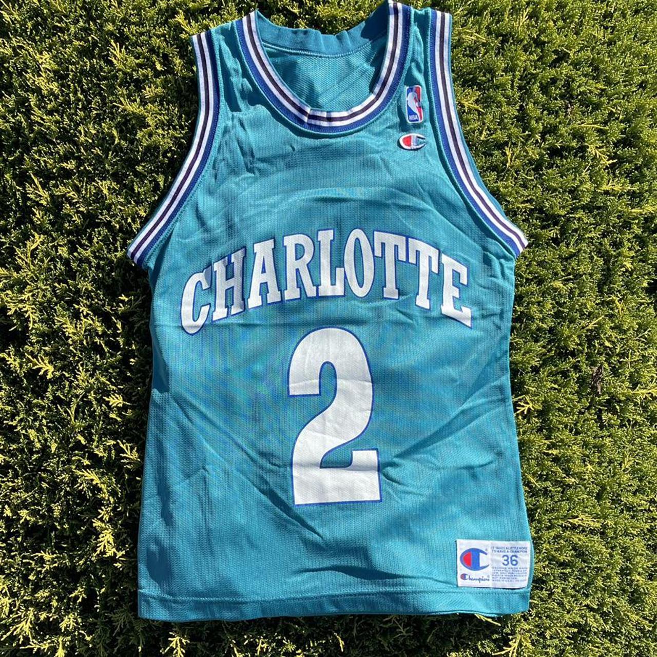 Vintage 90s Champion Larry Johnson 2 Charlotte Hornets Jersey 