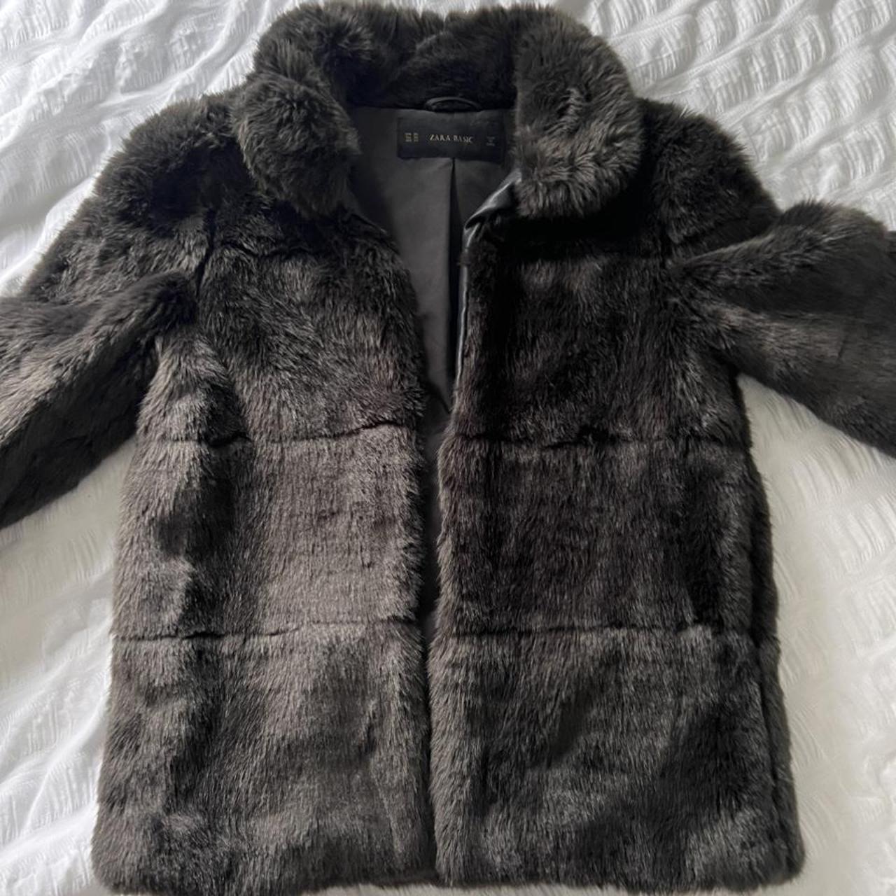 Zara faux fur coat Zara basic size xs Good... - Depop