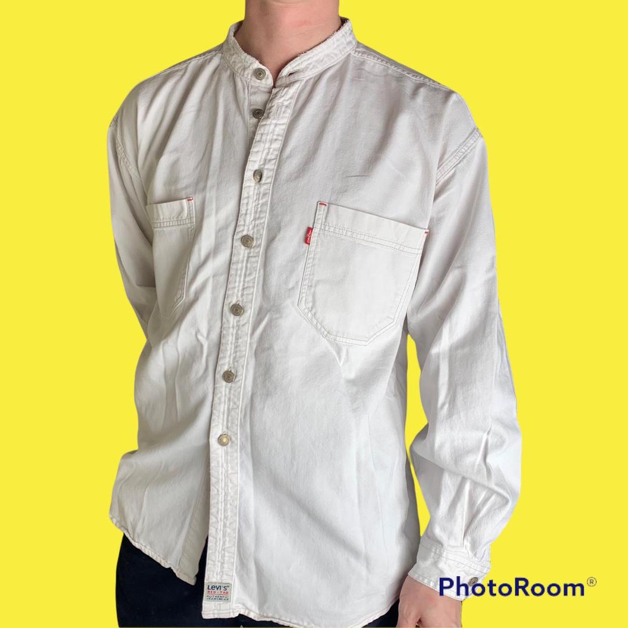 White denim grandad shirt with Depop