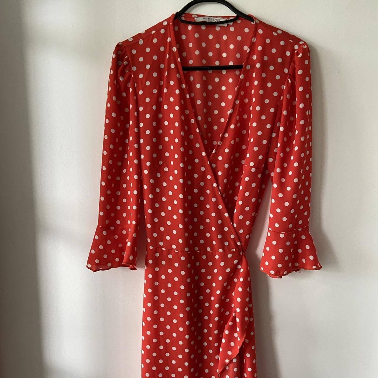 Red Polka Dot Wrap Dress From Oh My Love Size Xs Fab Depop