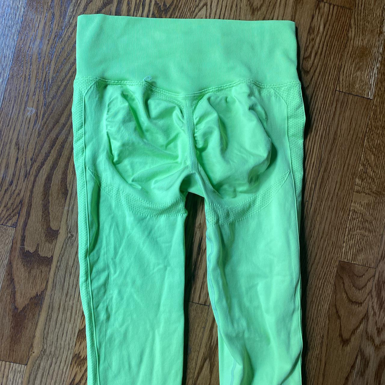 Lime green booty scrunch leggings size M worn just... Depop