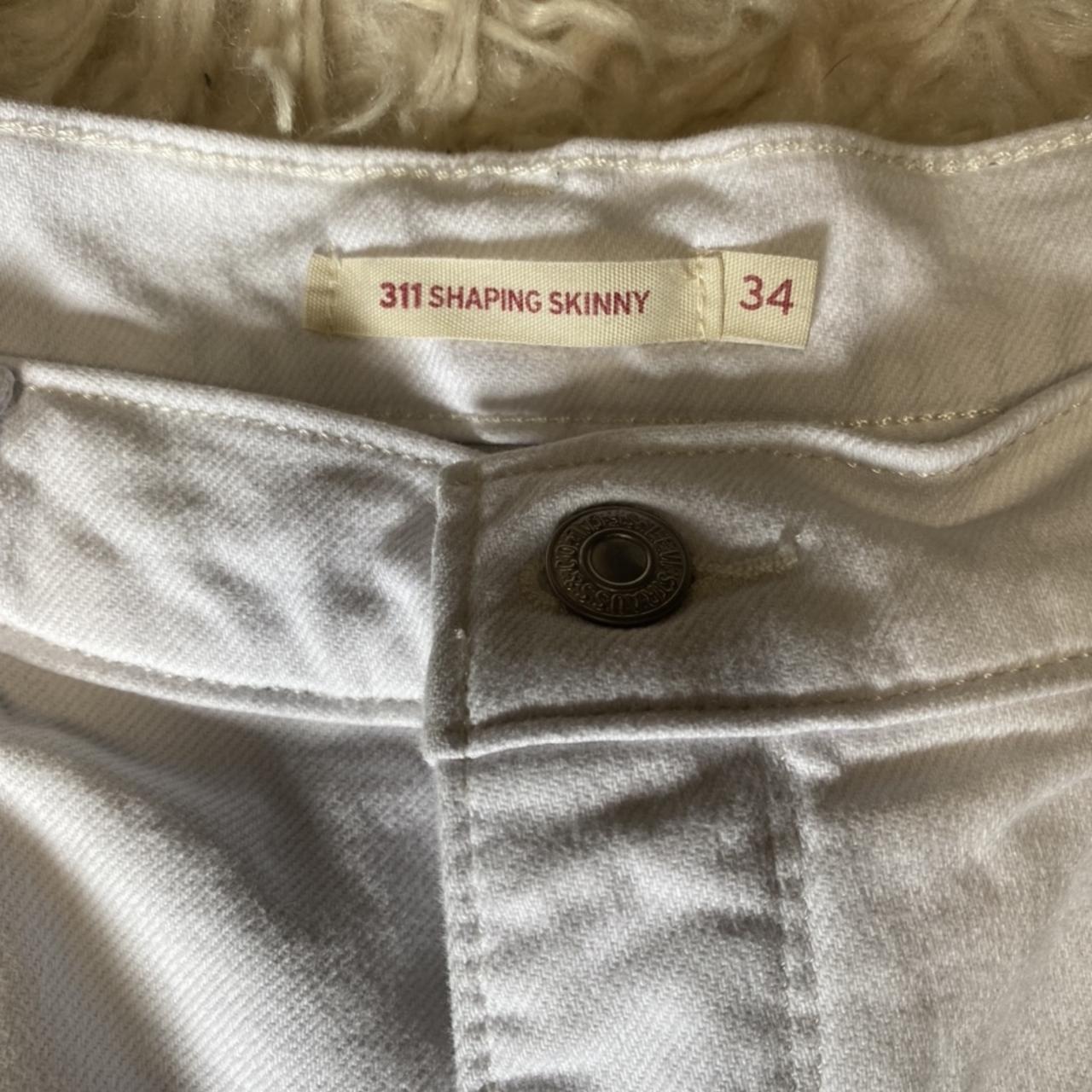 Levi's 311 Shaping Skinny White Embroidered... - Depop