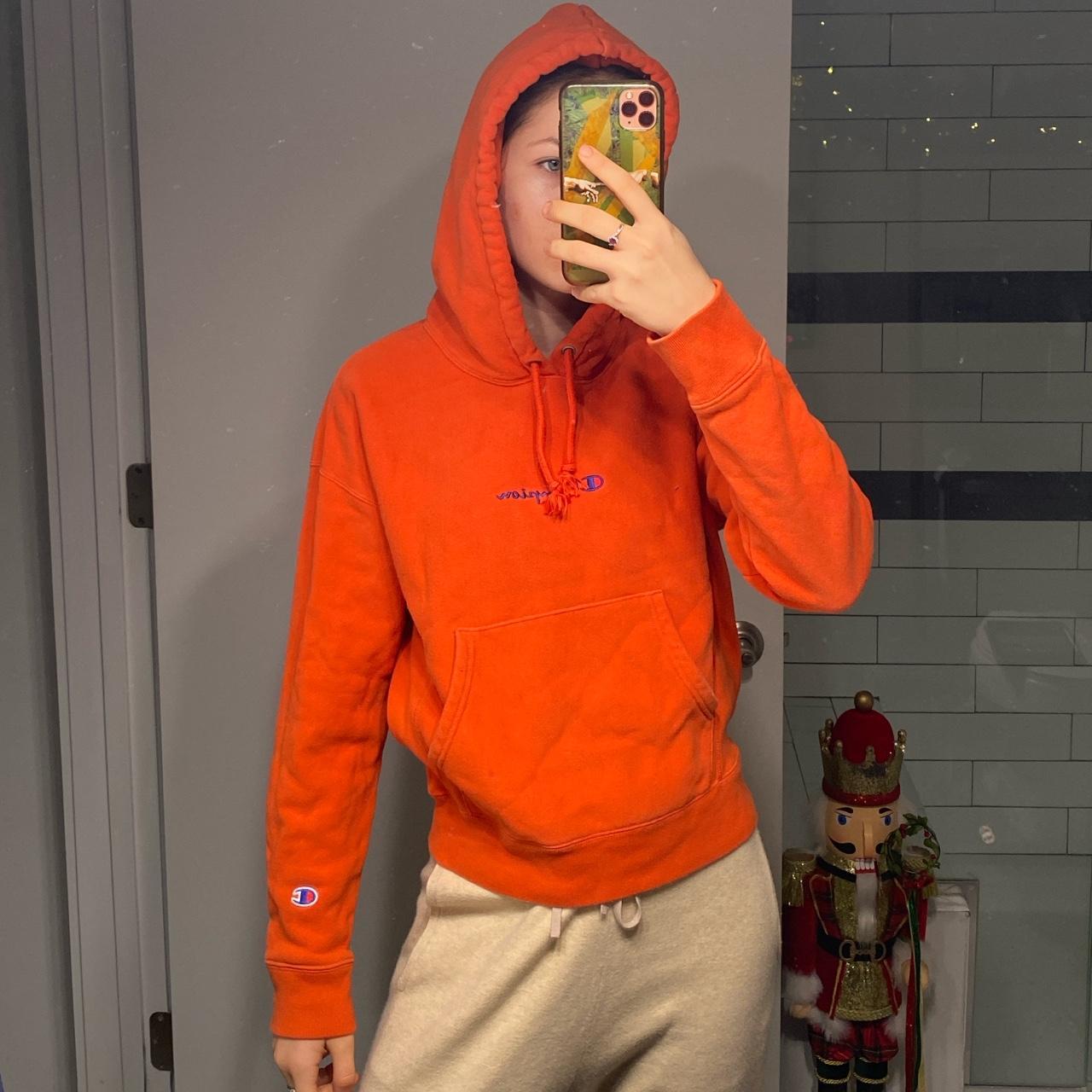 Bright orange champion hot sale hoodie