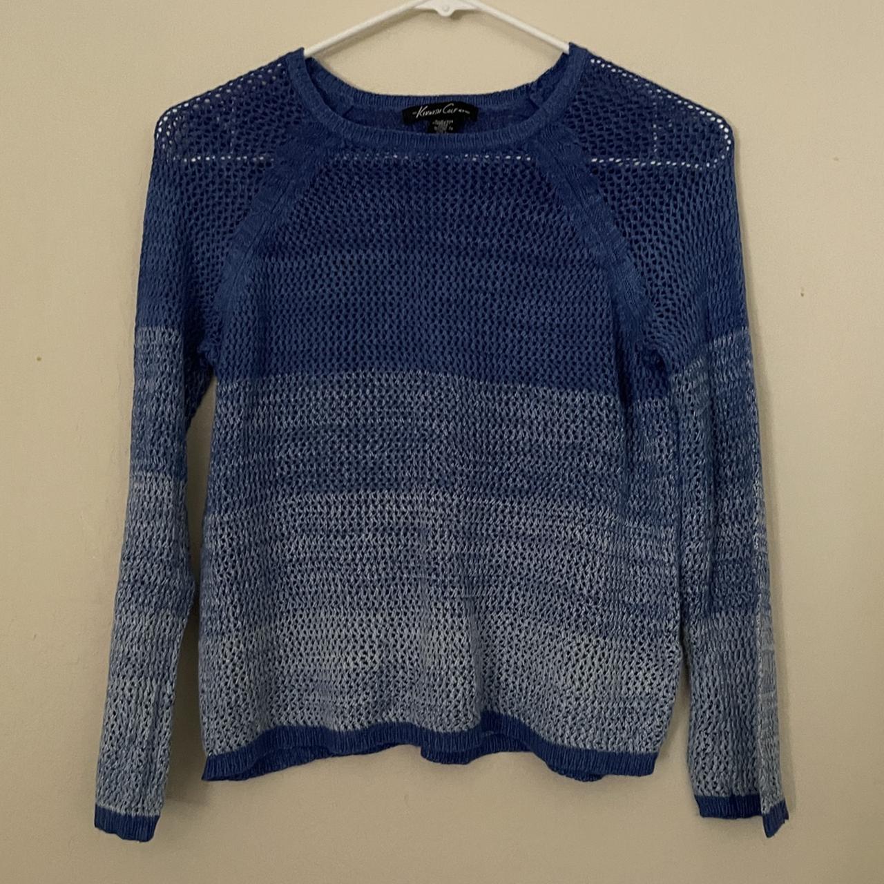 Kenneth Cole blue ombré sweater Size S, fits like... - Depop