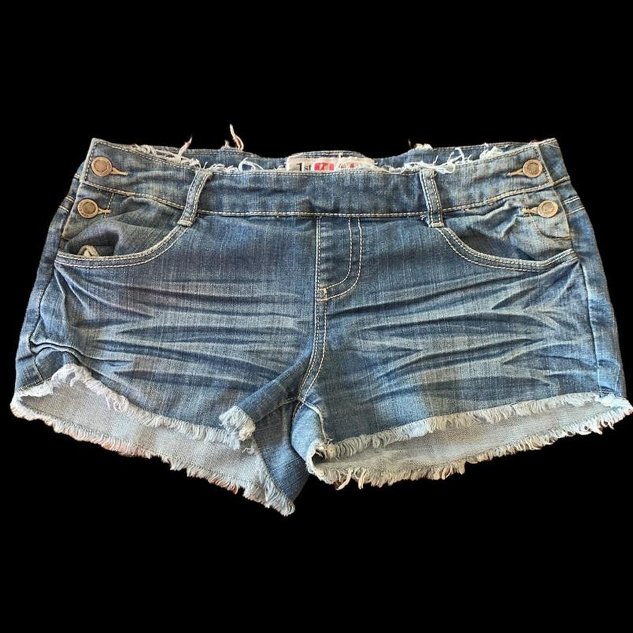 Medium wash jean shorts Cute detailed buttons on... - Depop