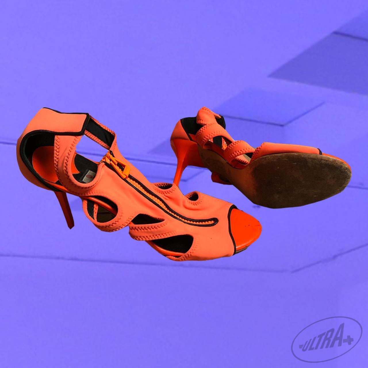 Product Image 1 - Jimmy Choo orange neoprene heels.