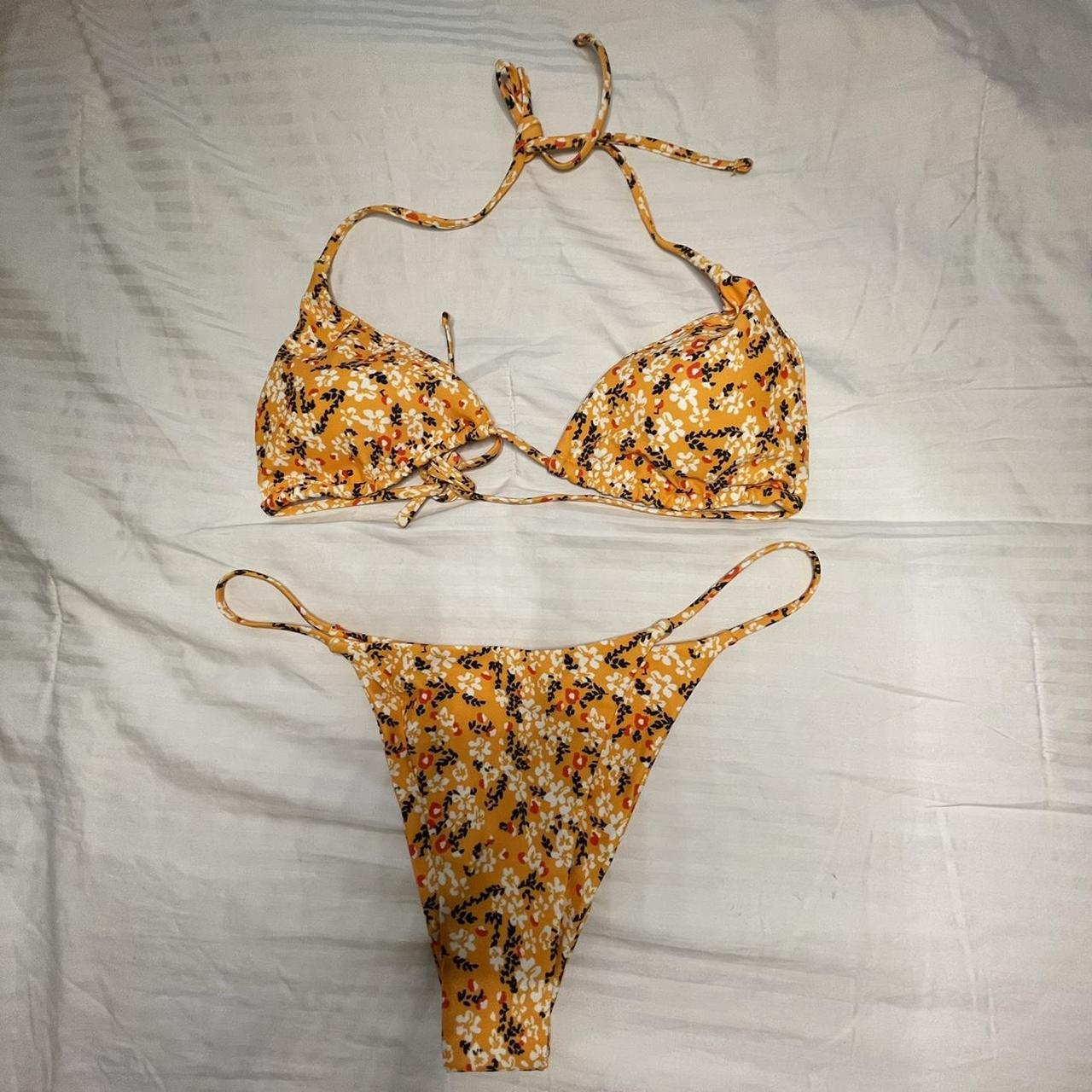 ☀️ Allover Floral Halter Thong Bikini Swimsuit From Depop