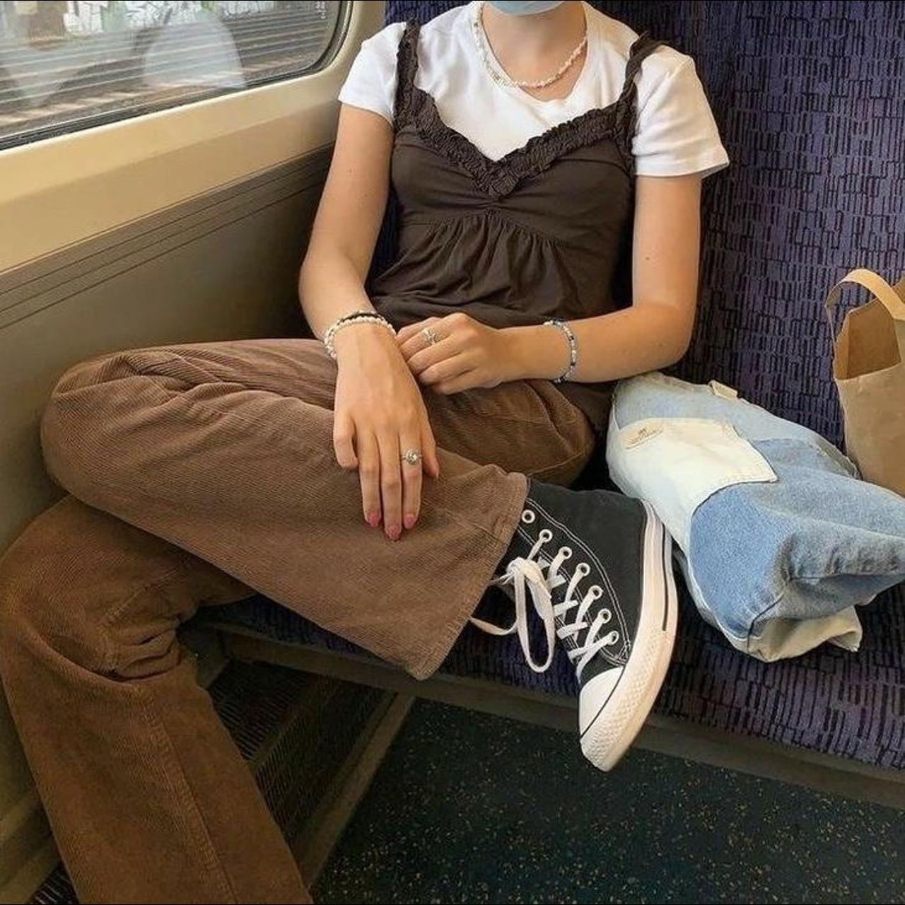 brandy melville brown corduroy trousers perfect for... Depop