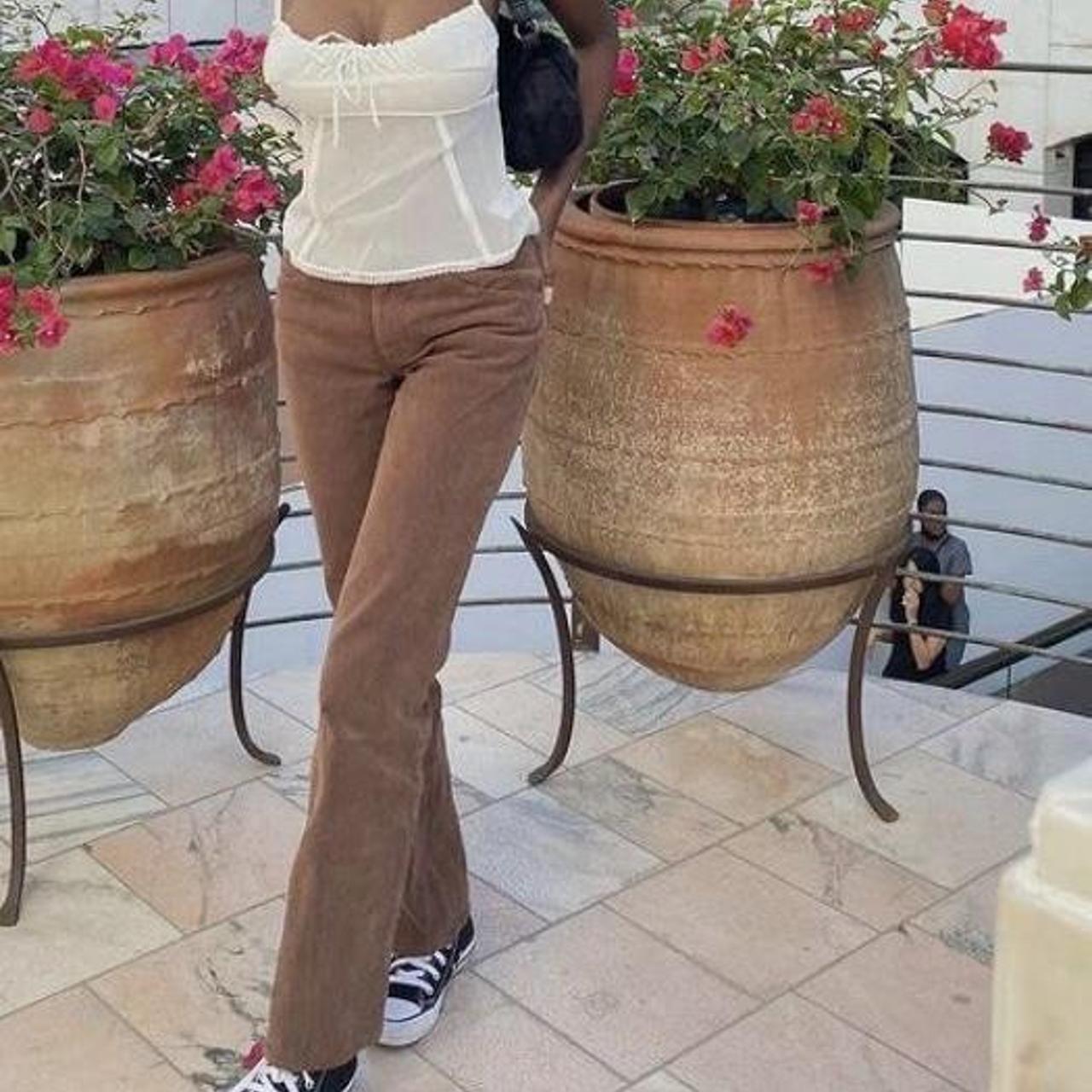 brandy melville brown corduroy trousers perfect for... Depop