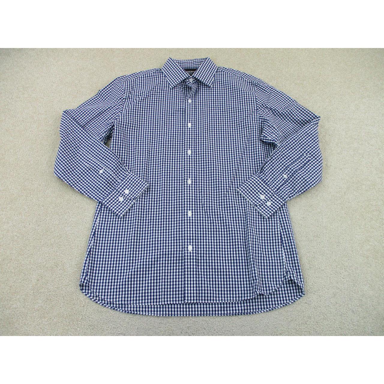 Bonobos Shirt Adult Medium 16 Blue White Button Up... Depop