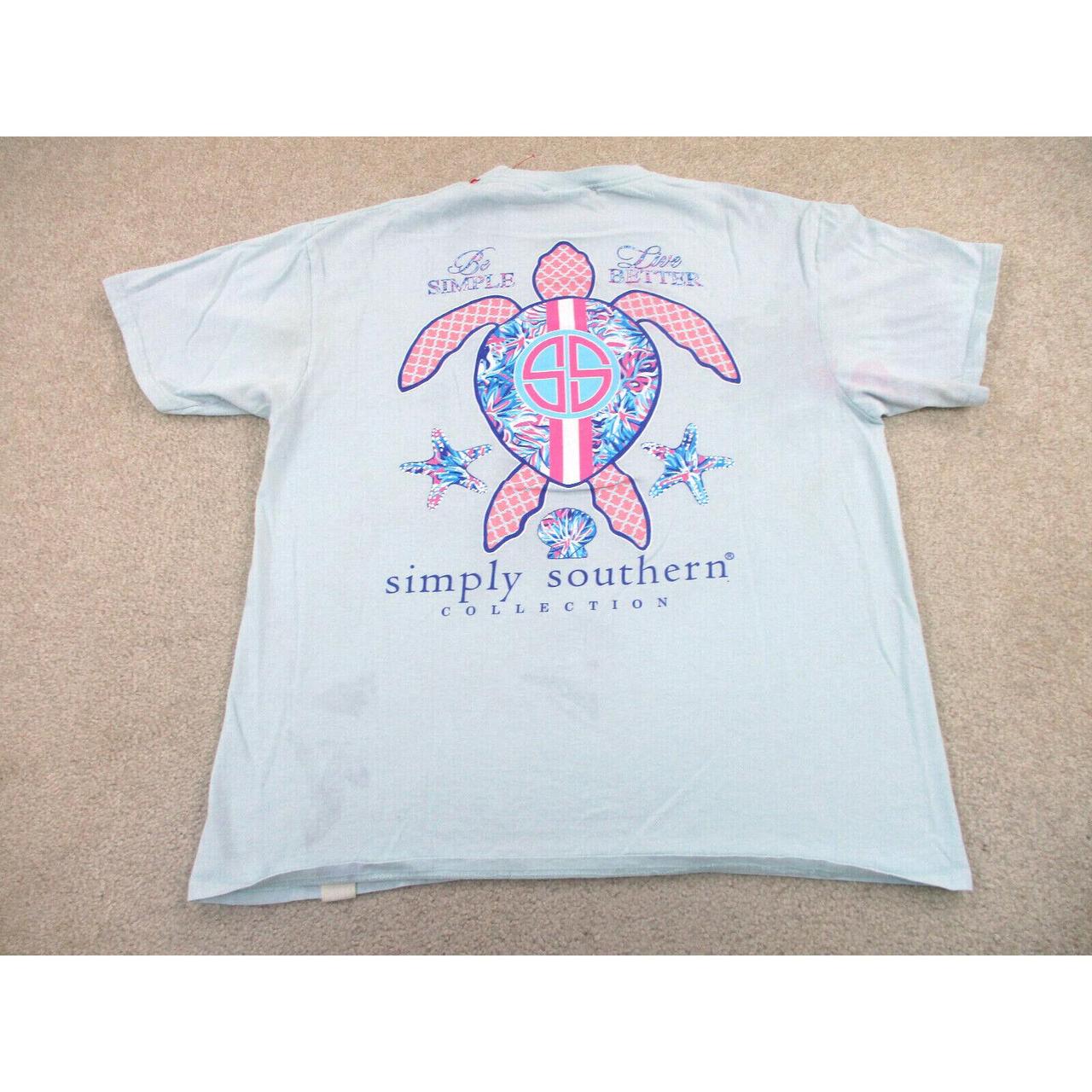 Simply Southern Shirt Women Large Blue Pink Turtle... - Depop