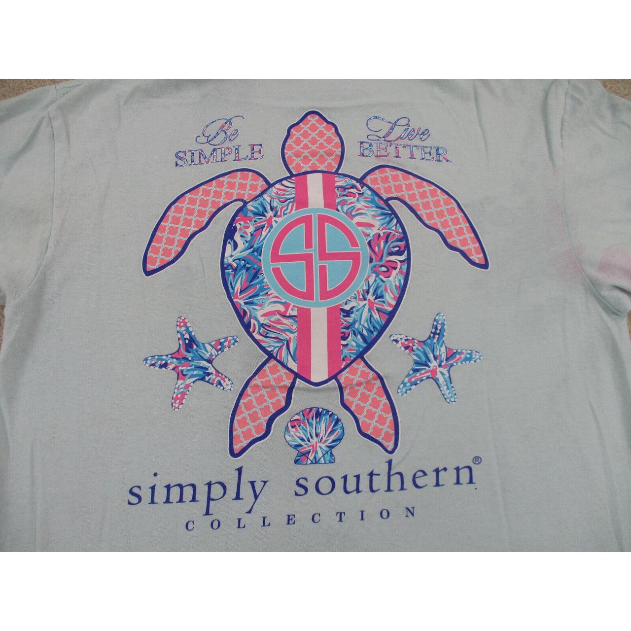 Simply Southern Shirt Women Large Blue Pink Turtle... - Depop