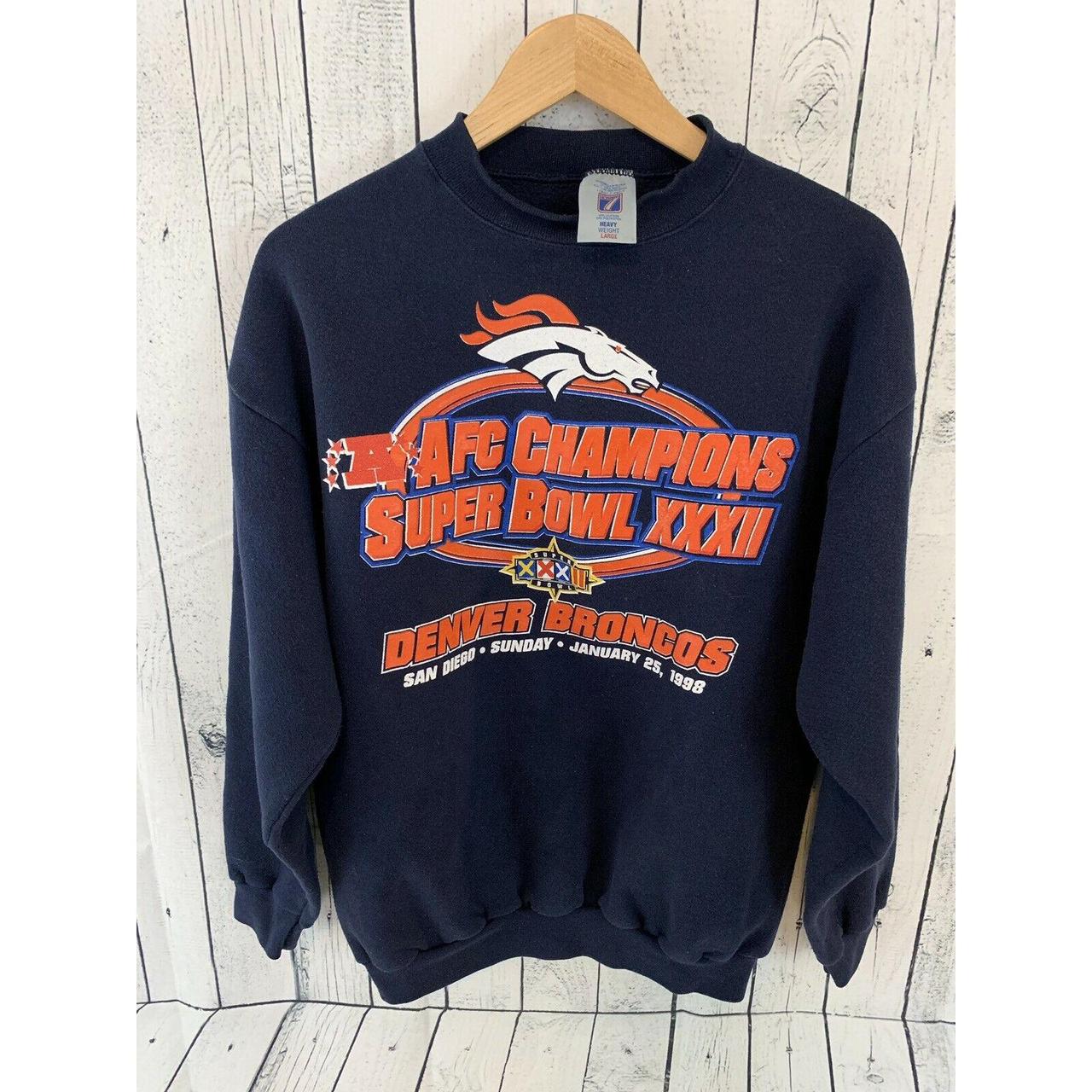 Denver Broncos Hoodie Sweatshirt Mens L Blue Super Bowl 50 Good Condition