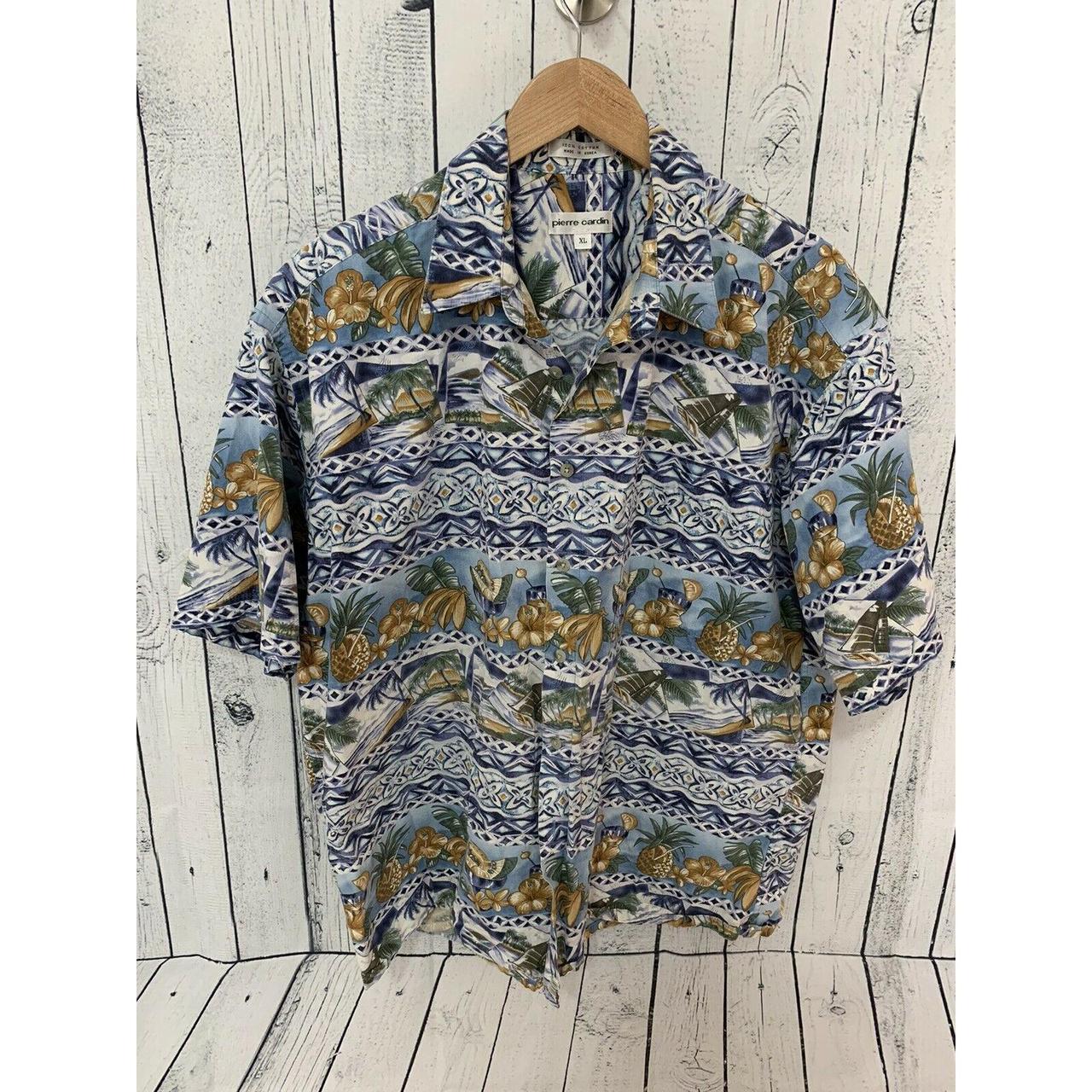 PIERRE CARDIN Hawaiian Aloha Pineapple Short Sleeve... - Depop