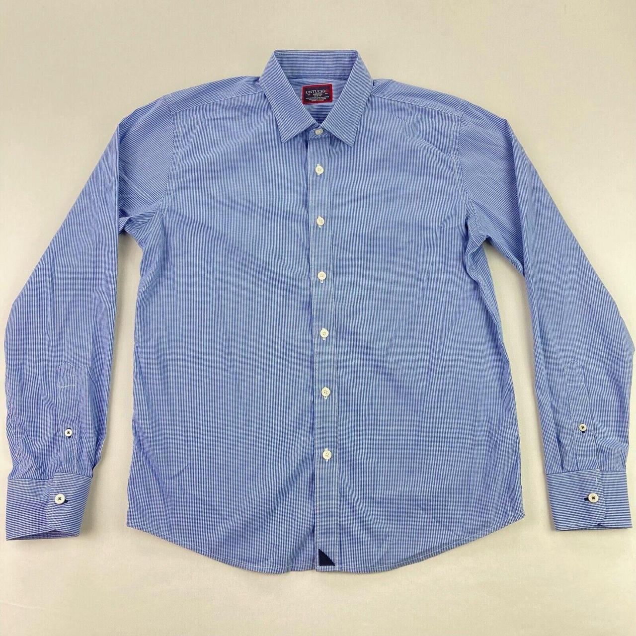 Untuckit Mens Slim Fit Long Sleeve Button Shirt Blue... - Depop