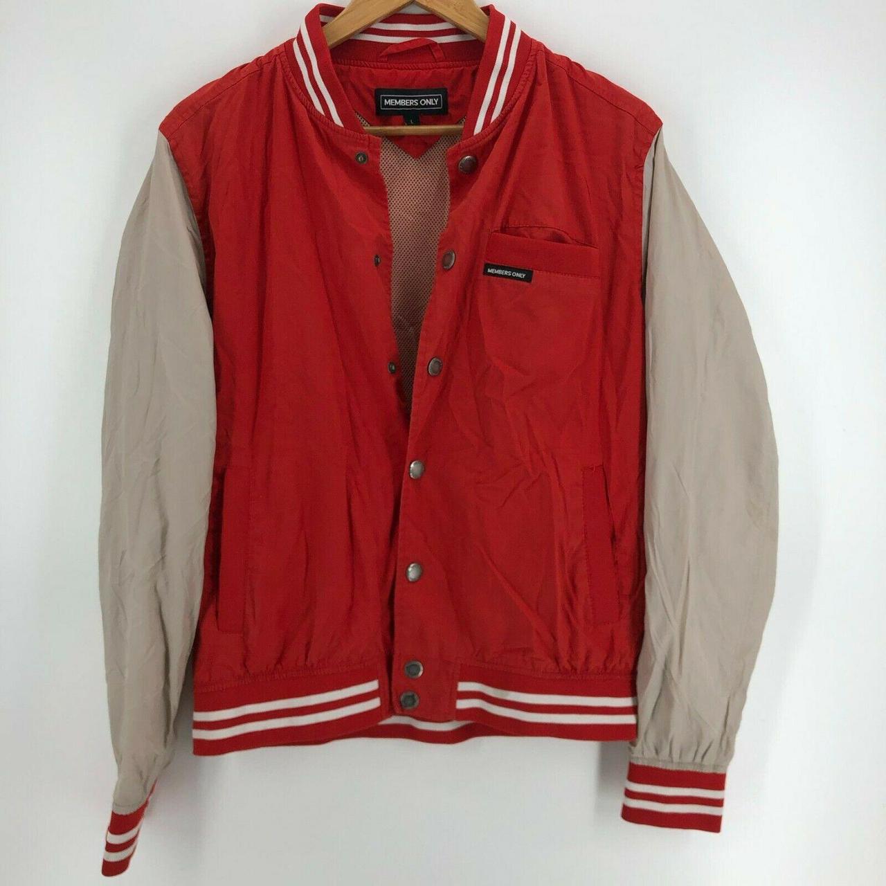 Members Only Windbreaker Jacket Men's L Red Button... - Depop