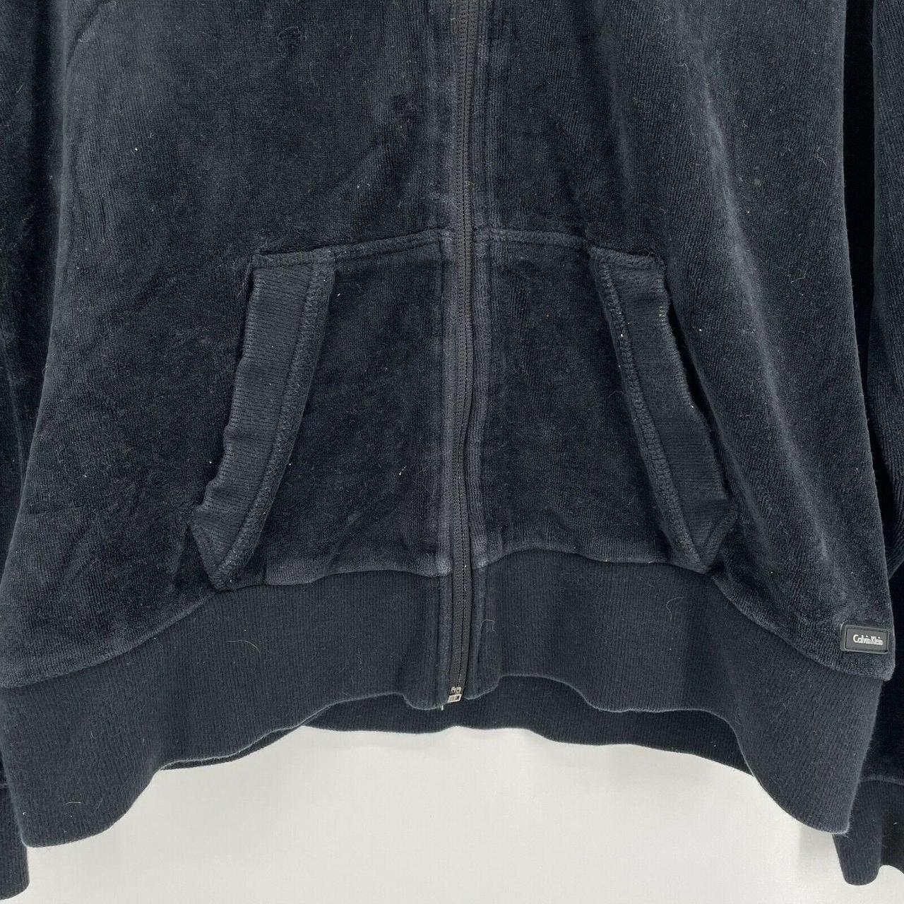 Calvin Klein Hoodie Women's S Black Velour Velvet... Depop