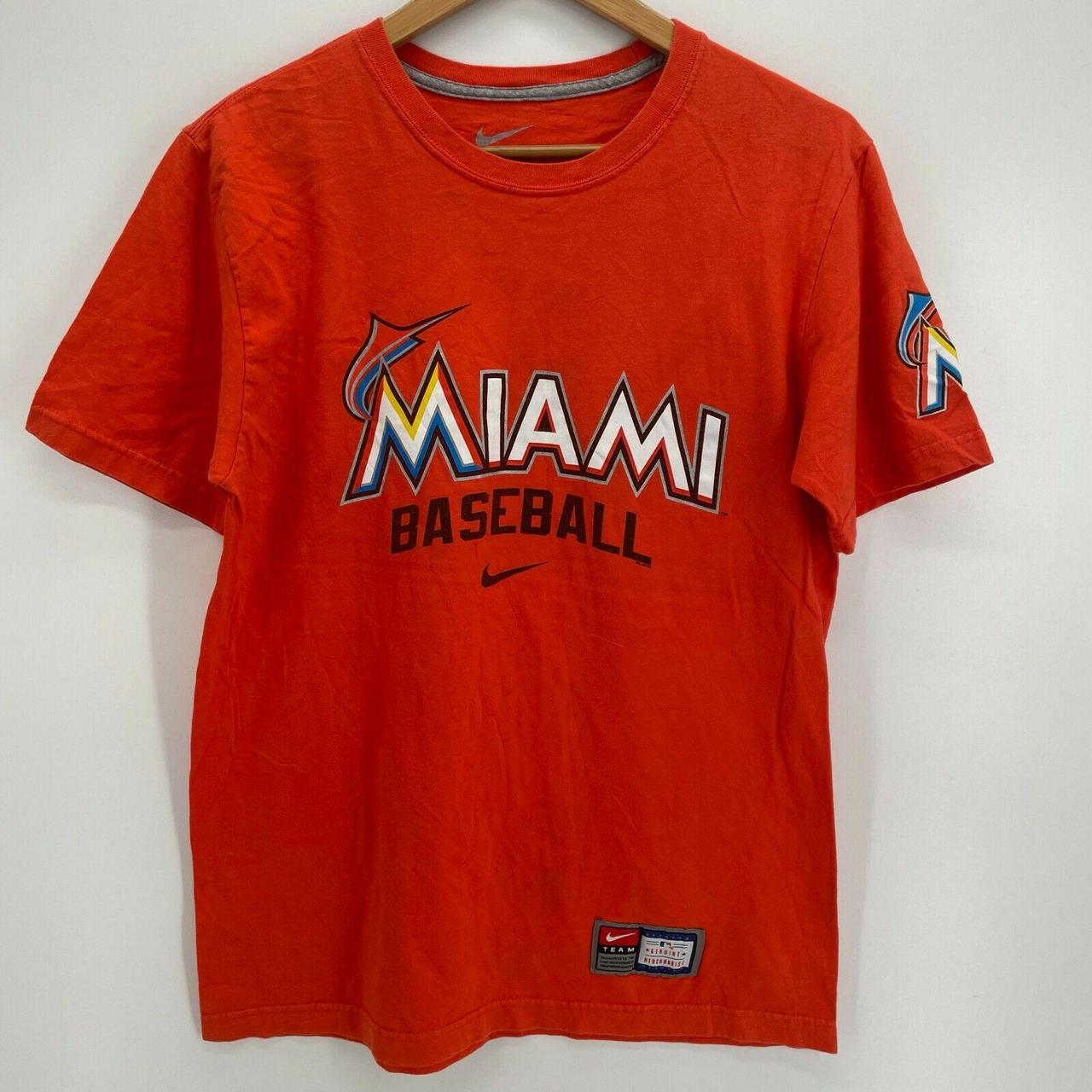 Nike T-Shirt Men's M Orange Miami Marlins MLB - Depop