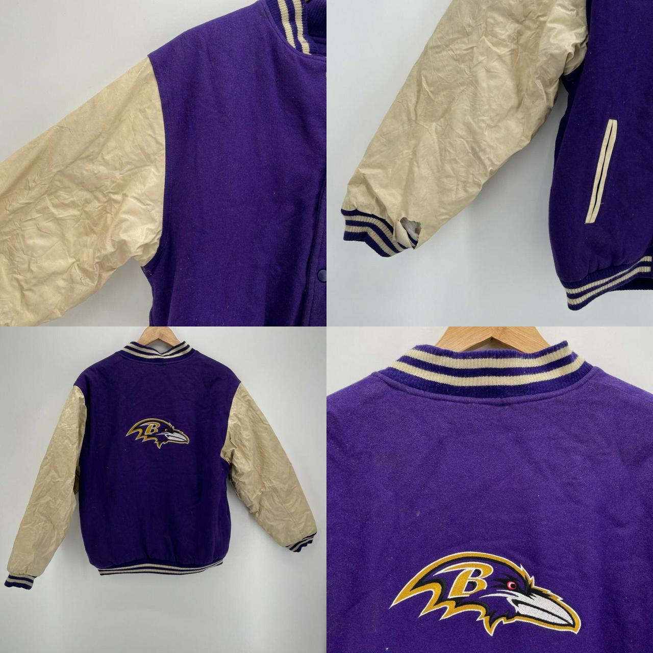 Puma Varsity Jacket Youth XL Purple Baltimore Ravens NFL Football Button Up