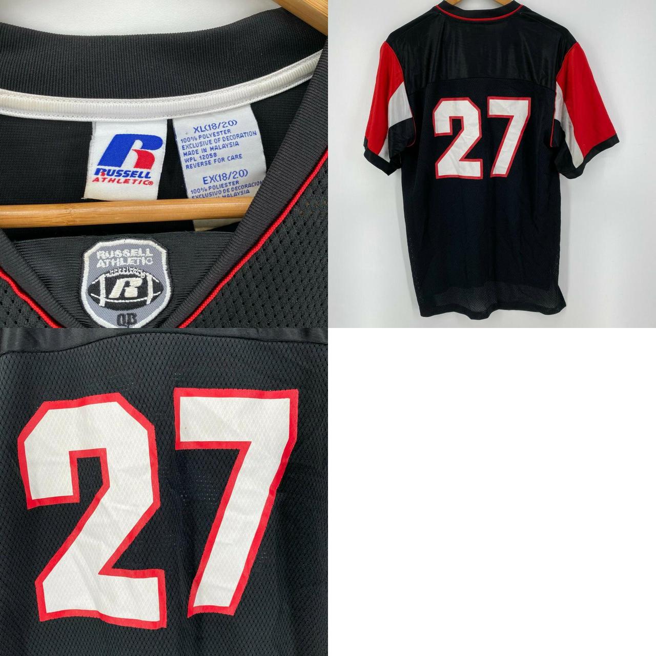 Russell Athletic Football Jersey Youth XL Black Red #27 Retro Vintage