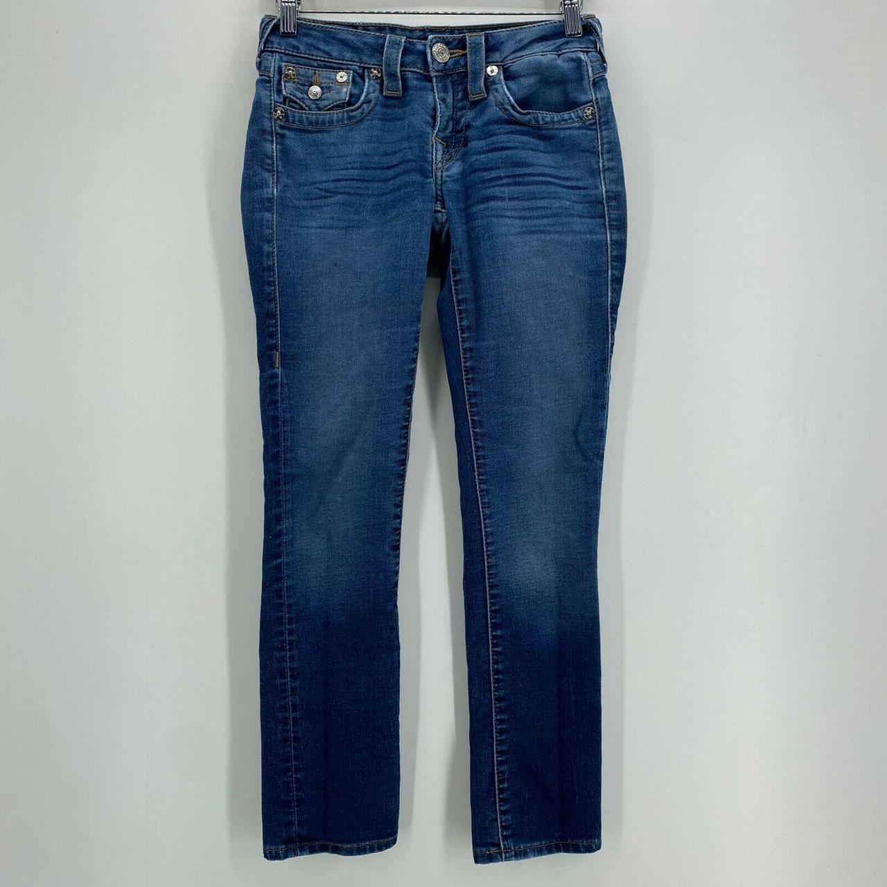 True Religion Jeans Women S 24 Blue Slim Straight Depop   P0 