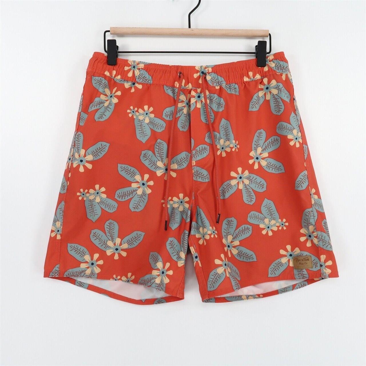 Brixton Linerless Swim Trunks Mens Medium Red Orange... Depop