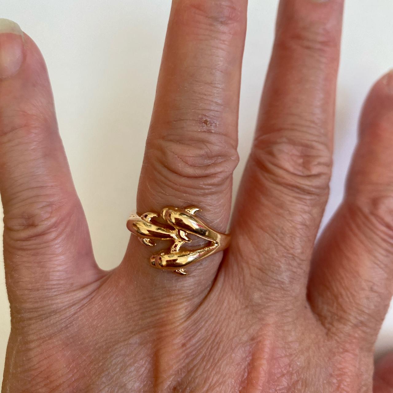 Rose gold plated Rings Design with dolphin rings... Depop
