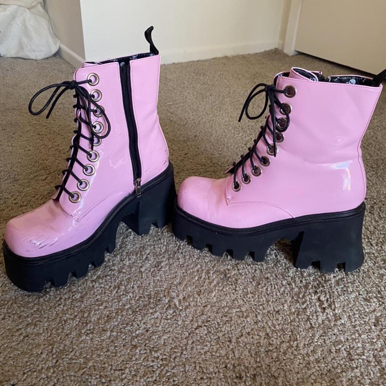 lamoda pink platform boots - these are SO cute and I... - Depop