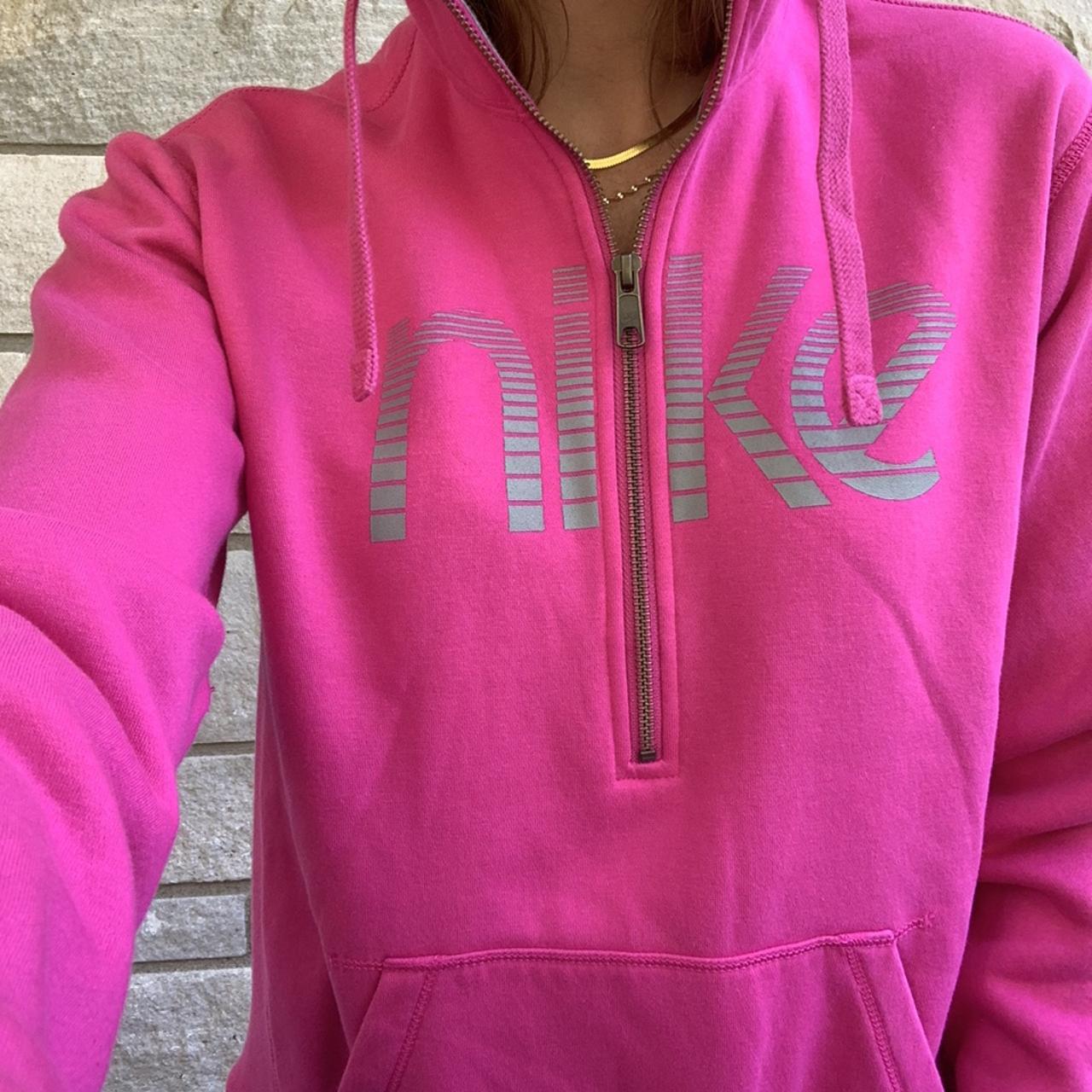neon pink nike half zip